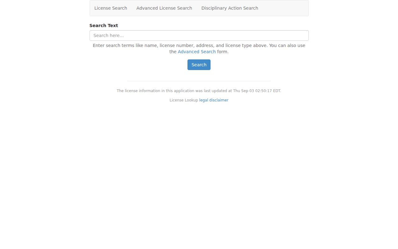 Reston residents directory Virginia DPOR license lookup search screen